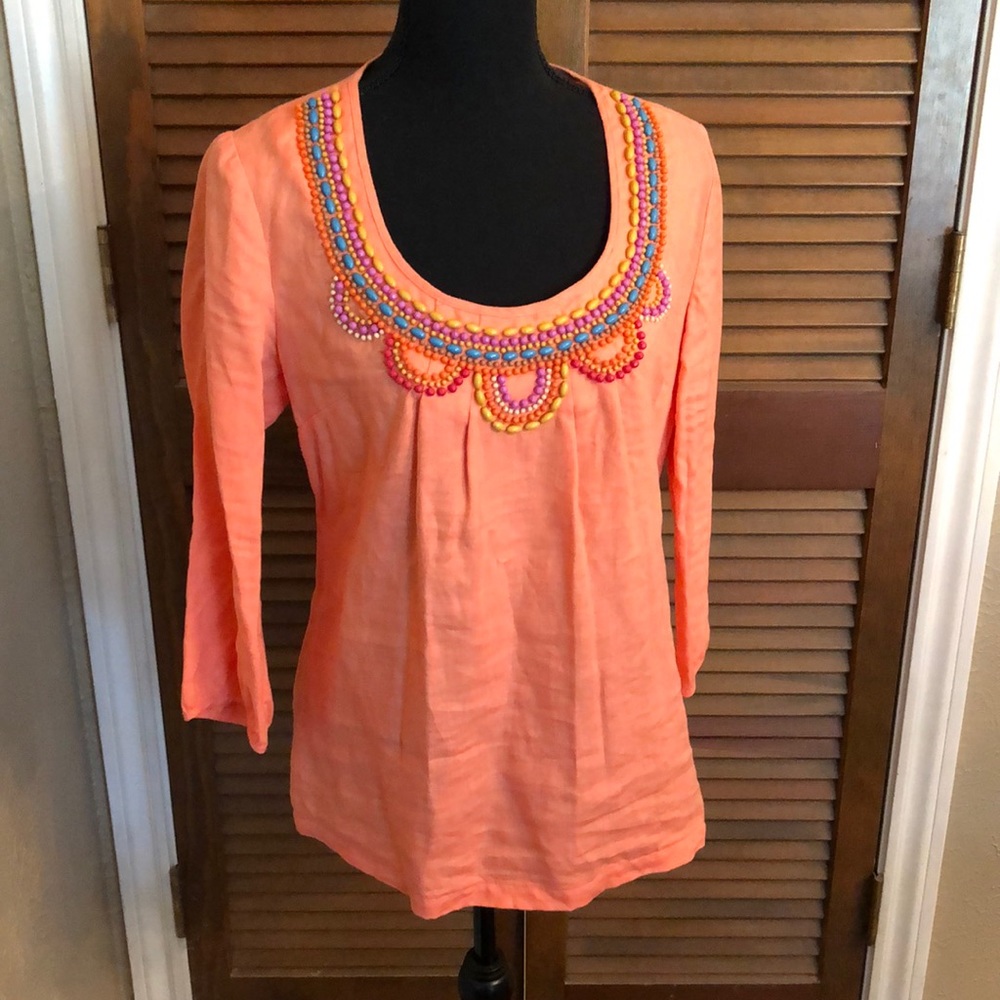 Boden Beaded Linen Top